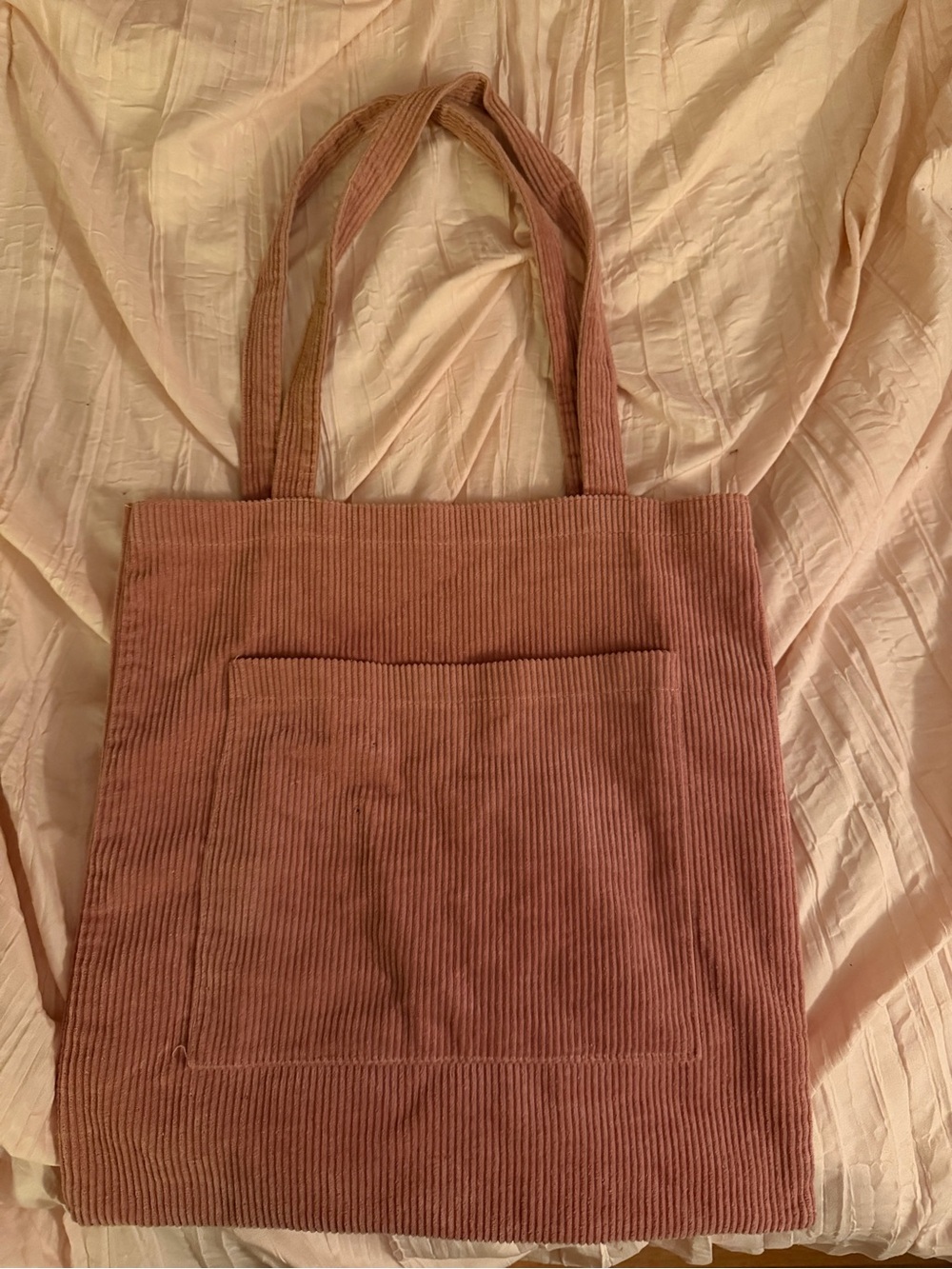 Corduroy Tote Bag in Dusty Rose - Women's Everyday Shoulder Bag